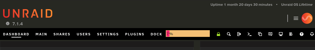 Unraid dashboard header